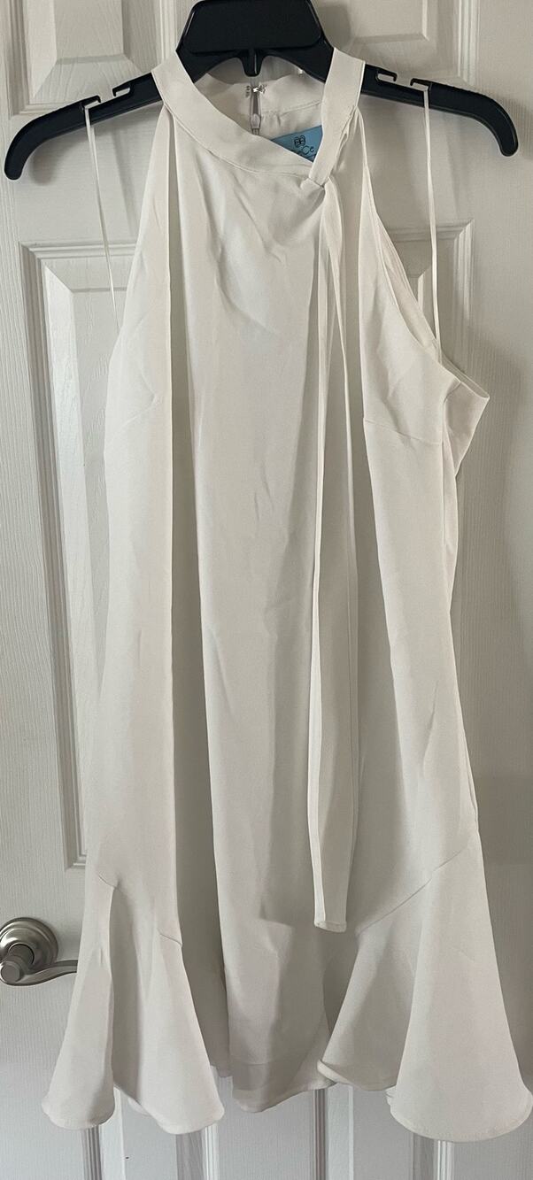 CeCe tie at neck Women's Dress, Sleeveless, White, $35 Size M, B52